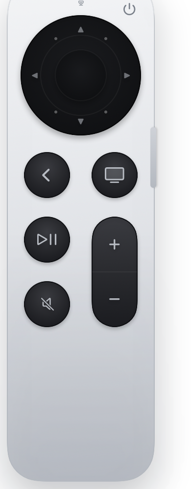 HyperVibe 最新 Layout 页面中的真实 Siri Remote 视图